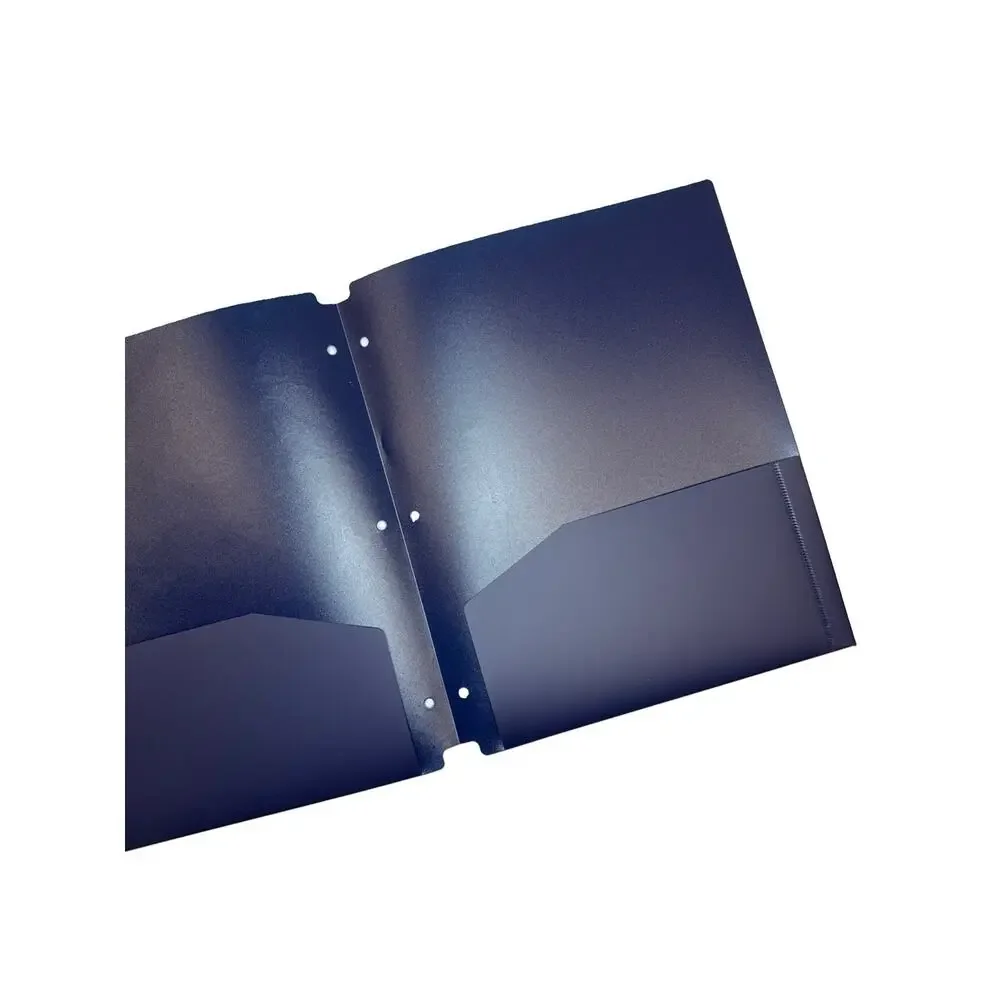 2 Pack Pen+Gear Shark Poly Folders 2-Pocket Navy Blue Holographic Silver Foil